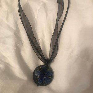 Blue Flower Pendant Necklace